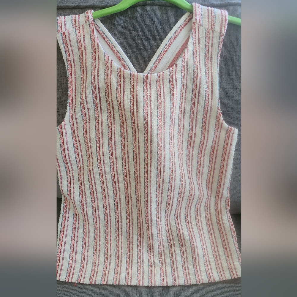 MadeWell Bouclé Stripe Cross-Back Tank Top
